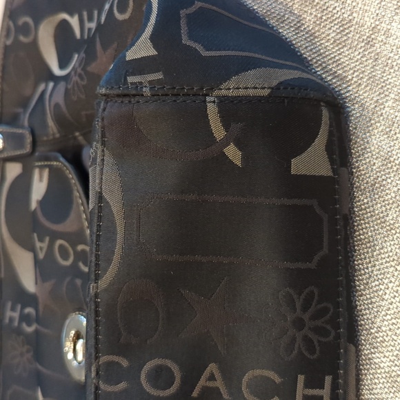 Coach Leah Black and Gray Sateen Handbag - Picture 8 of 12